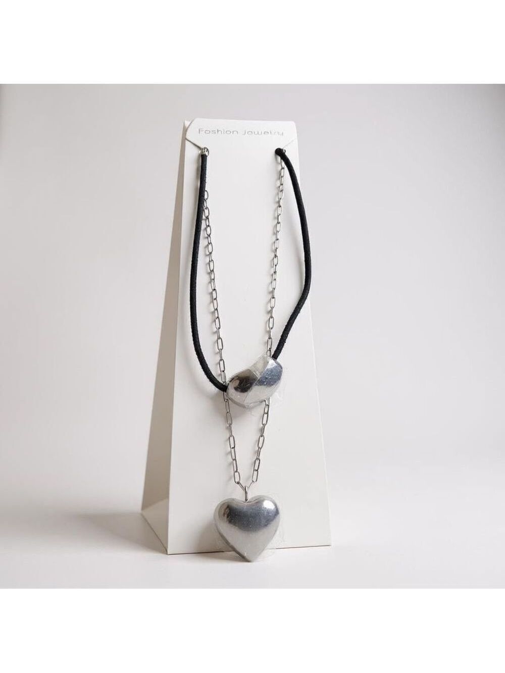 Elegant Silver Heart Necklace Set